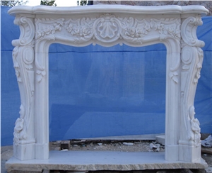 Classical White Marble Fireplace Mantel TV Fireplace