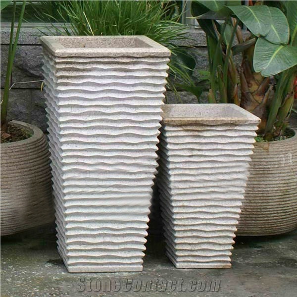 Decoration Hand Carved White Marble Flowerpot