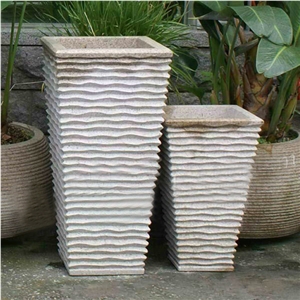 Decoration Hand Carved White Marble Flowerpot