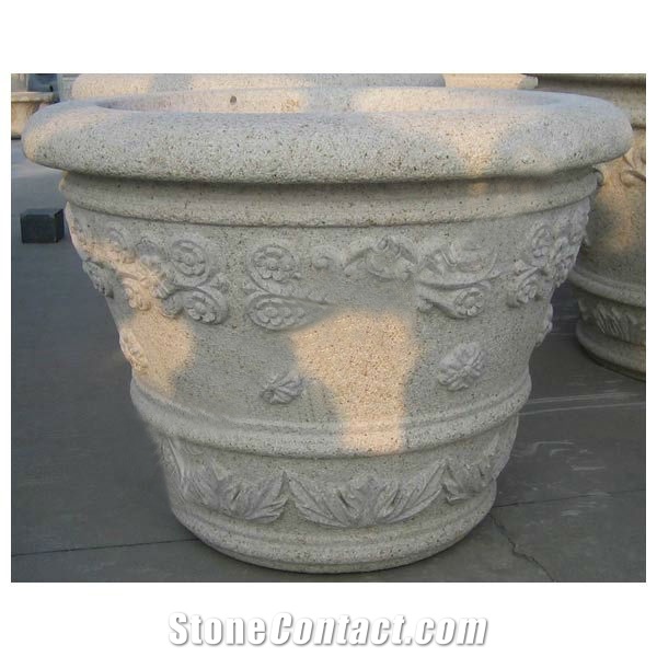 Decoration Hand Carved White Marble Flowerpot