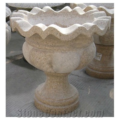 Decoration Hand Carved White Marble Flowerpot