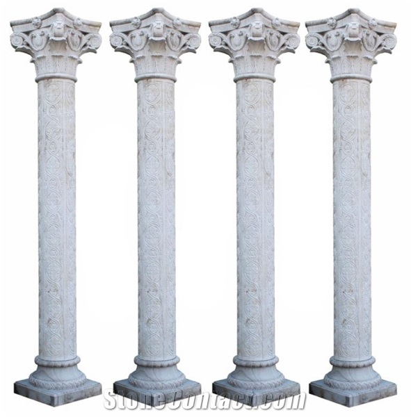 Decorative White Marble Roman Pillar Stone Greek Column