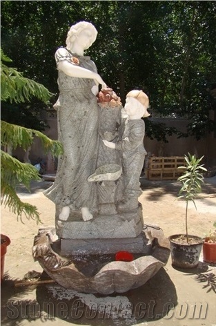 Exterior Mixed Color White Marble Women Statue Fountains