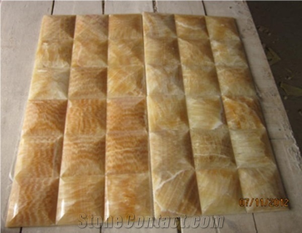 Luxurious Decorative Wall Panel Yellow Honey Onyx Mosaic