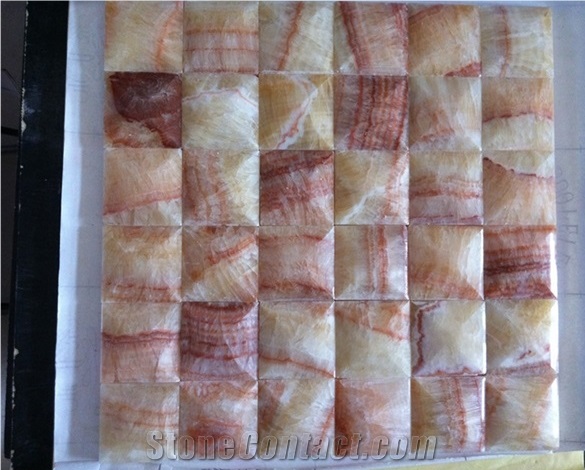 Luxurious Decorative Wall Panel Yellow Honey Onyx Mosaic