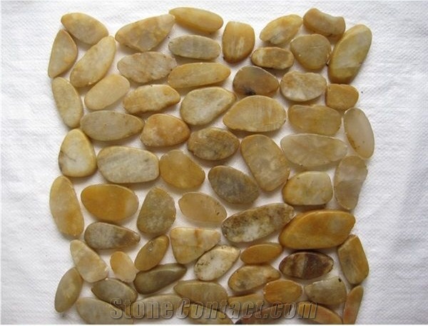 Mixed Color Polished River Pebbles Mosaic Pattern