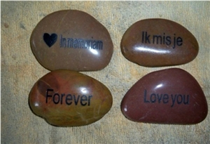 Natural River Pebbles Stone Letter Carved