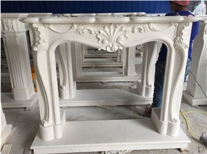 Pure White Marble Carved Fireplace Surround,Fireplace Mantel