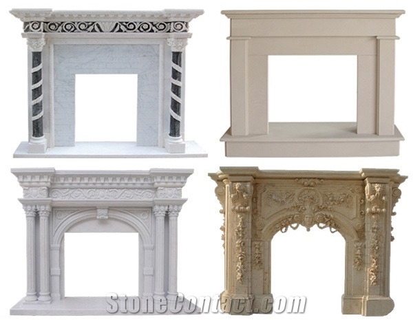 Pure White Marble Carved Fireplace Surround,Fireplace Mantel