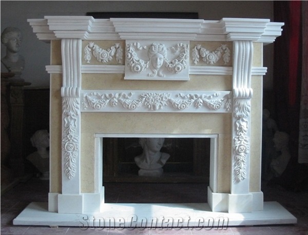Pure White Marble Carved Fireplace Surround,Fireplace Mantel