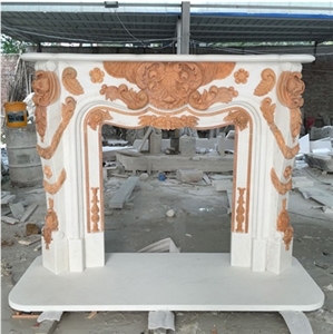 Pure White Marble Carved Fireplace Surround,Fireplace Mantel