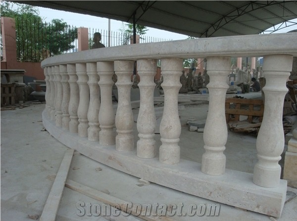 Pure White Marble Curved Handrail Railings & Balustrades