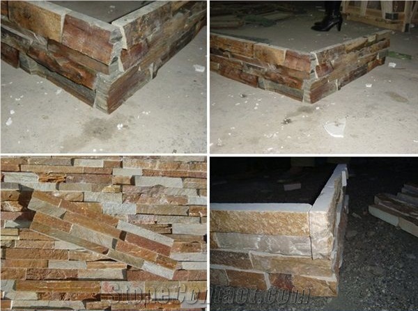 Rough P014 Yellow Natural Slate Stone Veneer Stacked Stone