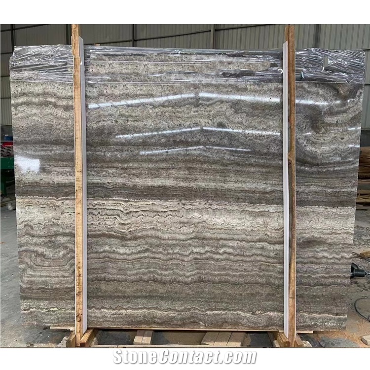 Silver Grey Travertine Slab And Tiles For  Walling