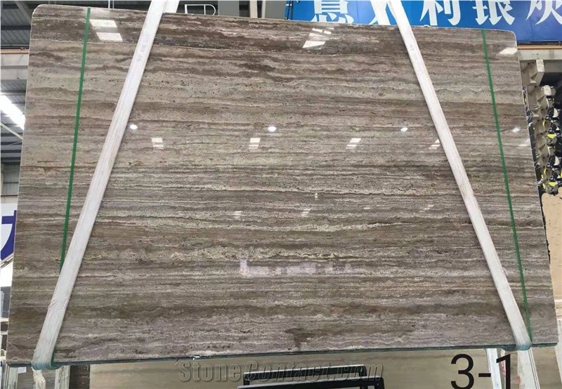 Silver Grey Travertine Slab And Tiles For  Walling