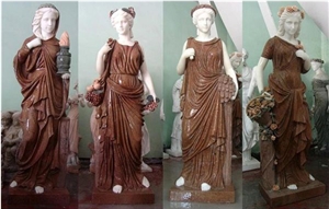 Sunset Red Marble Human Handcarved Sculptures