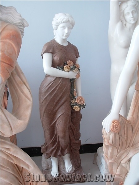 Sunset Red Marble Human Handcarved Sculptures