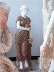 Sunset Red Marble Human Handcarved Sculptures