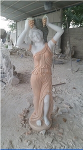 Sunset Red Marble Human Handcarved Sculptures