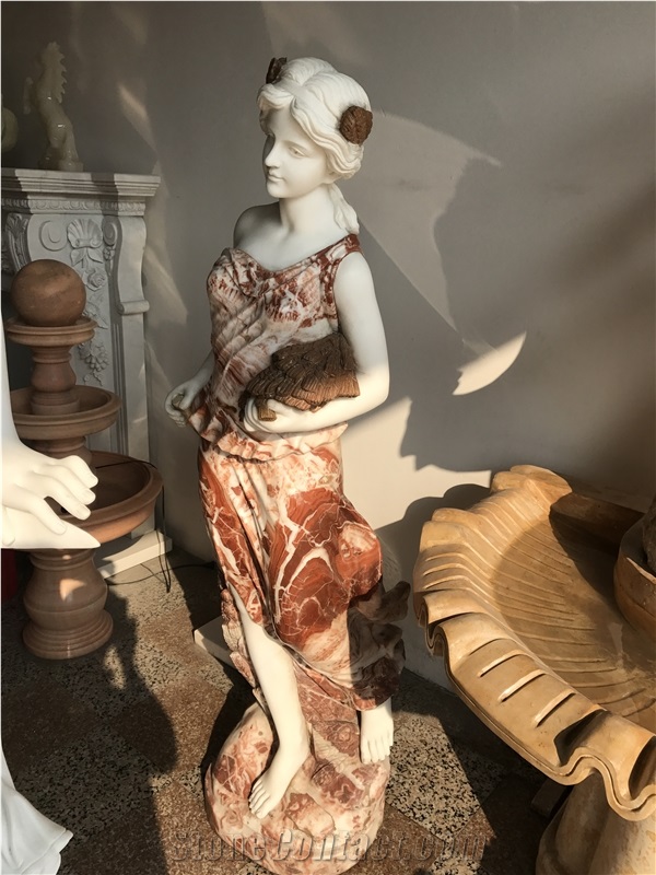 Sunset Red Marble Human Handcarved Sculptures