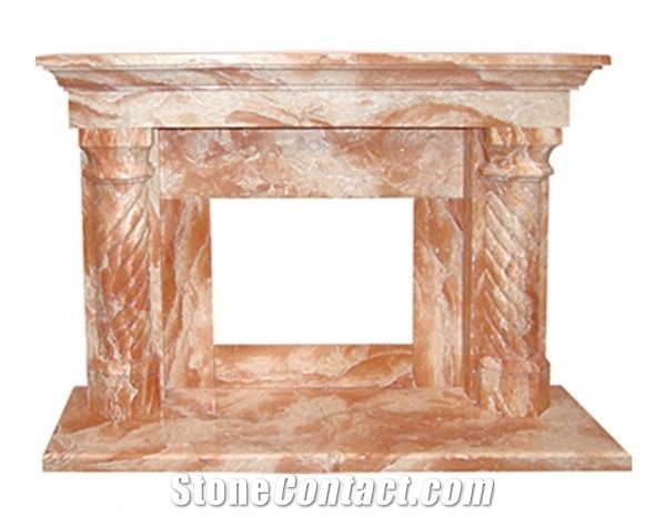 Sunset Red Polished Carving Sculptured Fireplace