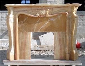 Sunset Red Polished Carving Sculptured Fireplace