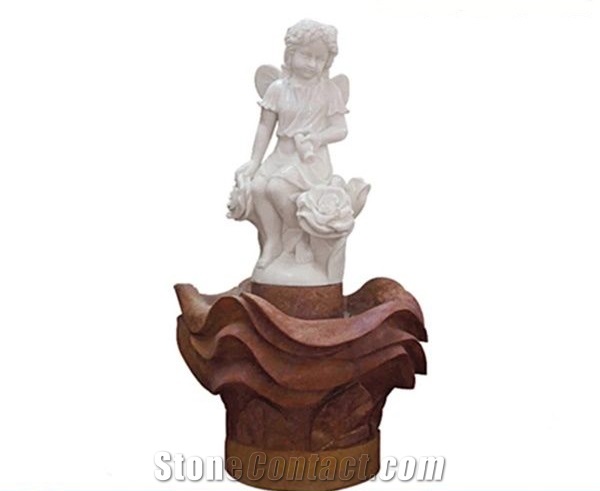 Tall Water Fountain,Pure White Marble Fountain Carved