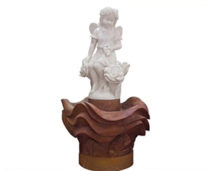 Tall Water Fountain,Pure White Marble Fountain Carved