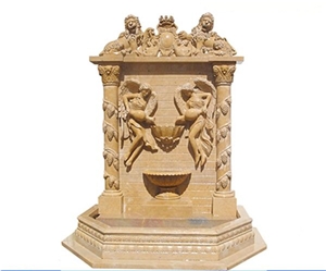 Tall Water Fountain,Pure White Marble Fountain Carved
