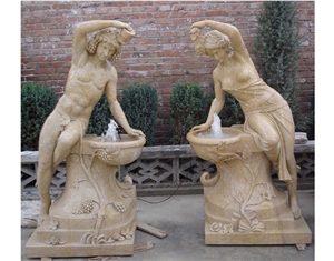 Tall Water Fountain,Pure White Marble Fountain Carved