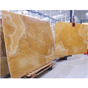 Translucent Yellow Onyx Backlit Slabs Wall Panel