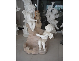 White Marble Fountains With Children Sculptured