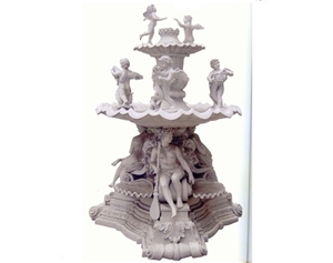 White Marble Fountains With Children Sculptured