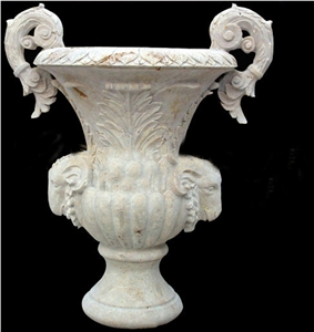 White Marble Hand Carved Flower Pot & Planters