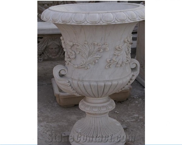 White Marble Round Planter Pots,Flower Stand Pots
