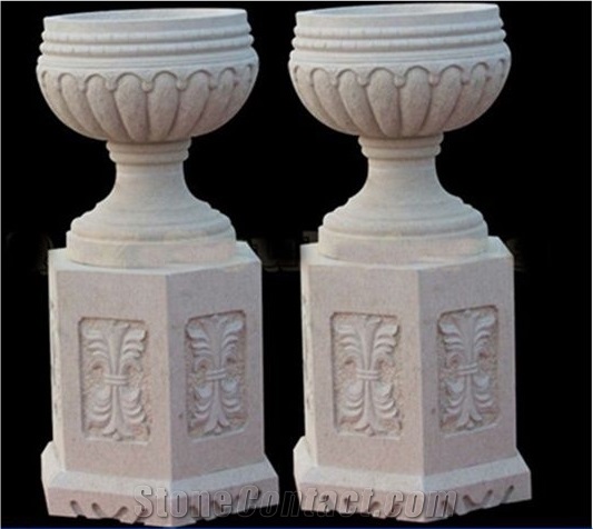 White Marble Round Planter Pots,Flower Stand Pots
