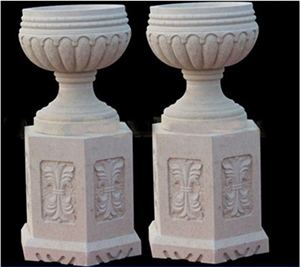 White Marble Round Planter Pots,Flower Stand Pots