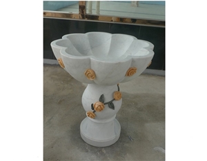 White Marble Round Planter Pots,Flower Stand Pots
