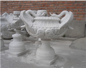 White Marble Statue Flower Stand & Planters