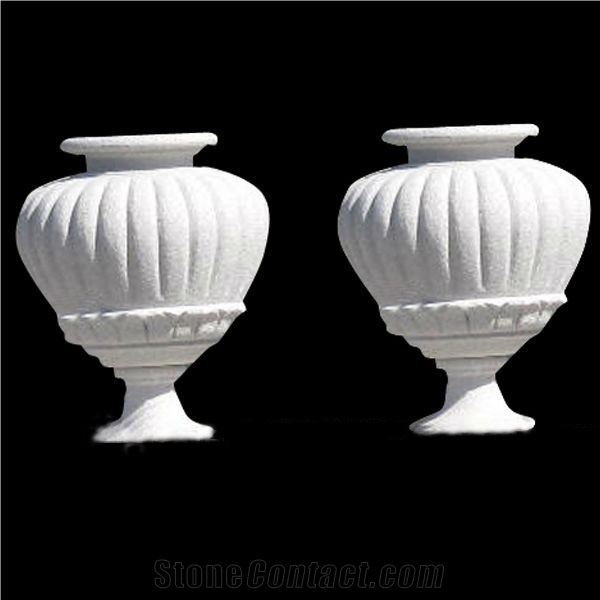 White Marble Statue Flower Stand & Planters