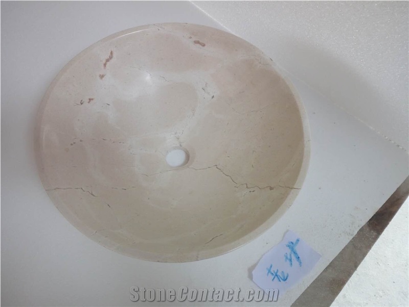 White Marble With Red Veins Vessel Basins