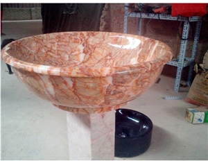 White Marble With Red Veins Vessel Basins
