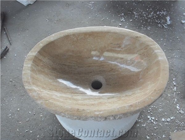 White Marble With Red Veins Vessel Basins