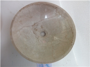 Wholesale Cream Marfil Marble Bathroom Sink Basin