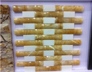 Yellow Honey Onyx Mosaics Wall Cladding Panel