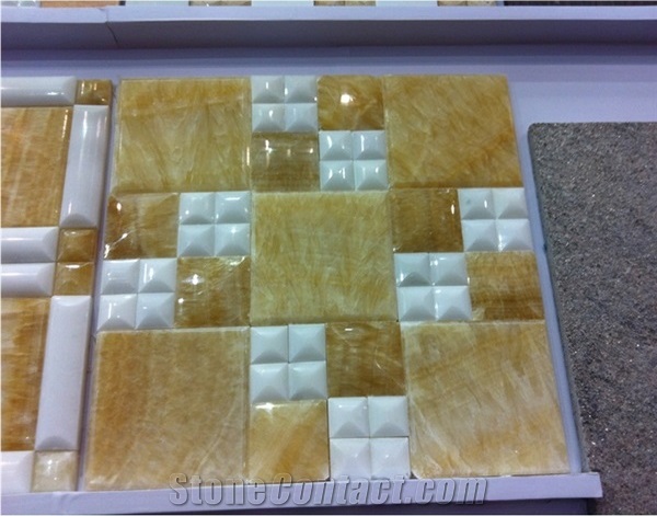 Yellow Honey Onyx Mosaics Wall Cladding Panel