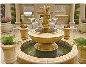 Yellow Limestone Human Statue Fountains & Water Features