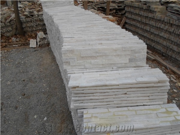 Z-Shaped Pure White Quartzite Stacked Stone Veneer