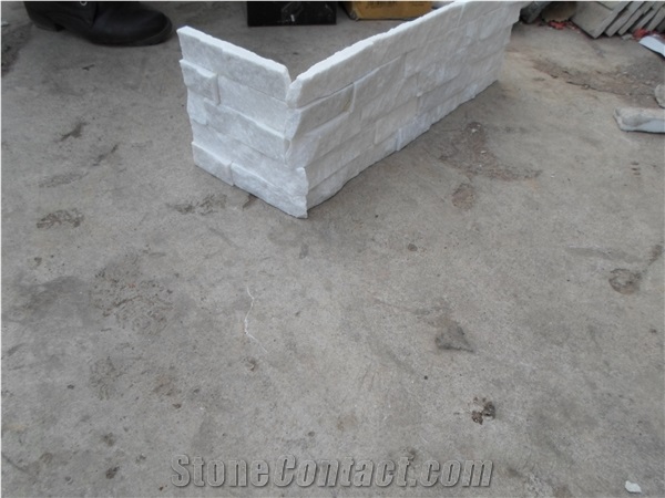 Z-Shaped Pure White Quartzite Stacked Stone Veneer