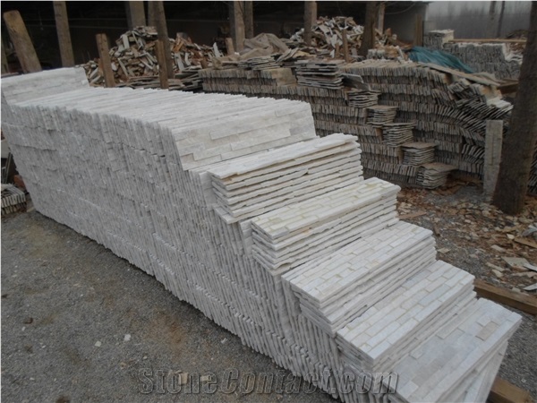 Z-Shaped Pure White Quartzite Stacked Stone Veneer